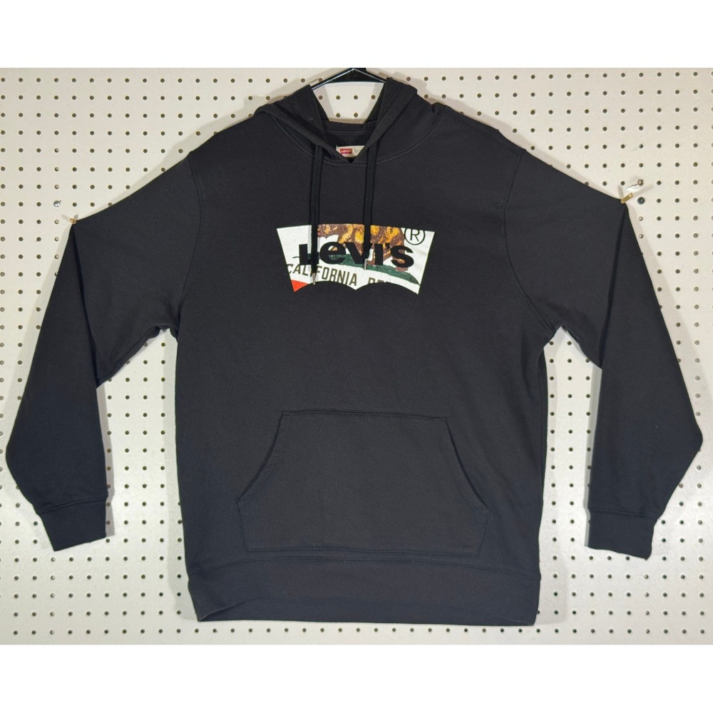 Levis Mens California Republic Bear Batwing Logo Hoodie Black Large 3LGLK1947